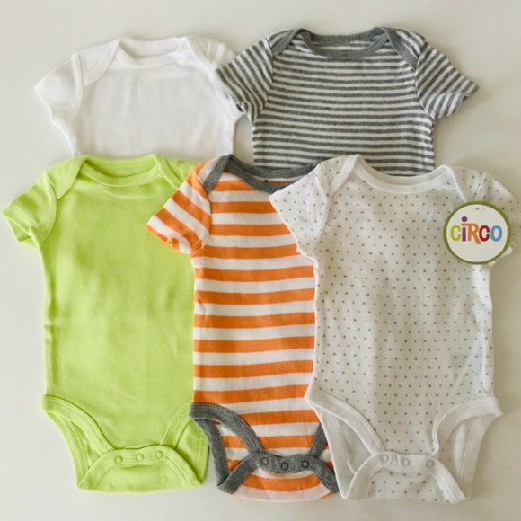 Circo Other - Baby Boy 5-pk Short Sleeves Bodysuits Gray White